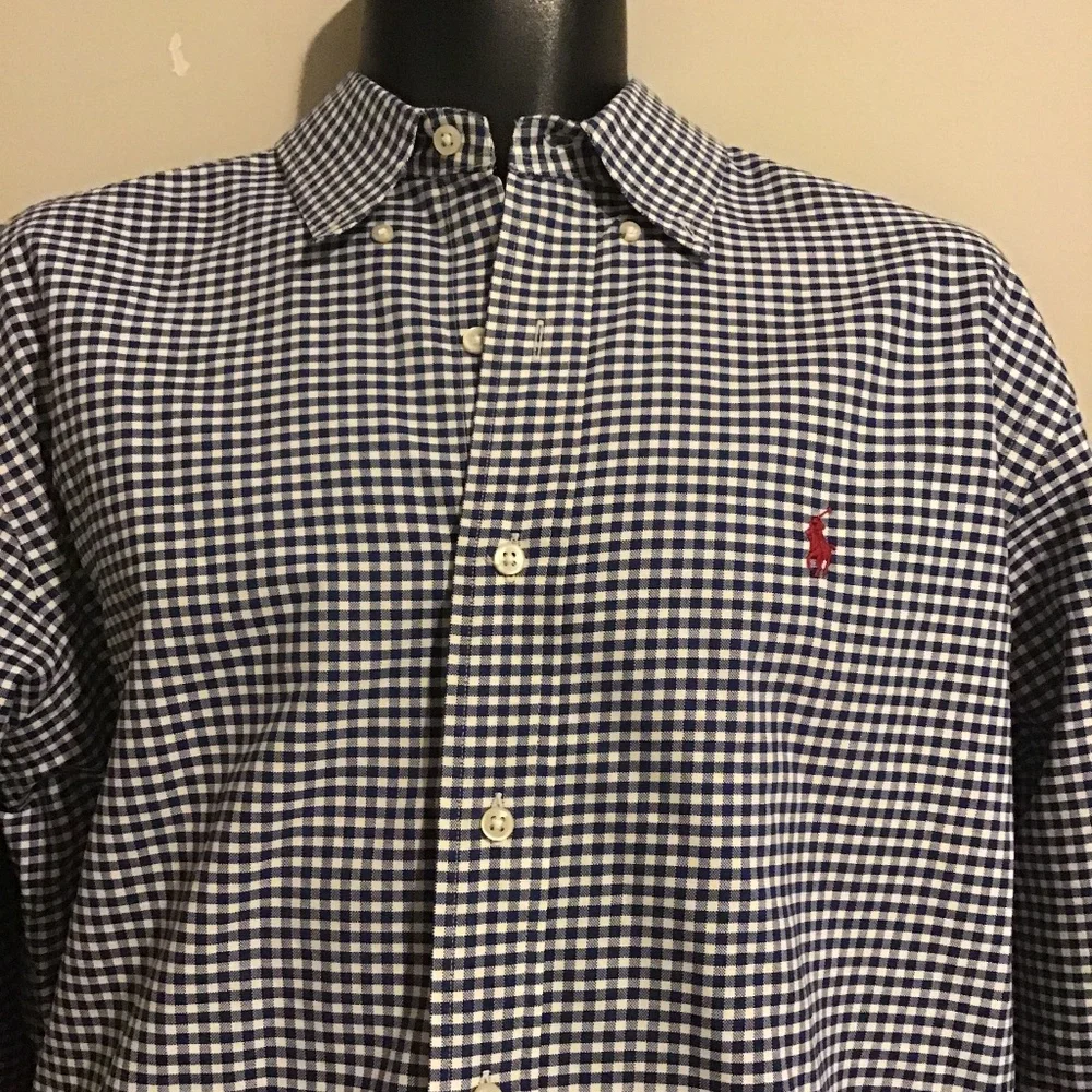 🔥🔥POLO RALPH LAUREN, NEW CONDITION, LARGE, BLUE CHECKERED, GORGEOUS - Picture 1 of 2